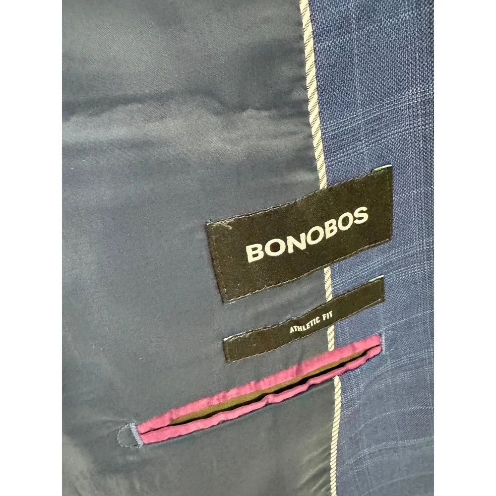Bonobos Men Blue Glen Plaid Wool Blend Athletic Fit Blazer 42R